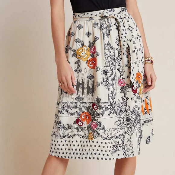 Anthropologie Dresses & Skirts - HP! Anthropologie Embroidered Midi Skirt